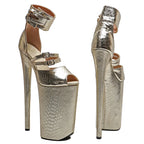 26CM Platform Pole Dance Sandals - Ultra High Heel Snake Print Performance Heels