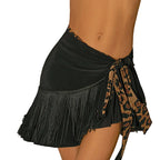 Women's Latin Dance Fringe Tassel Skirt — Leopard Stage Performance