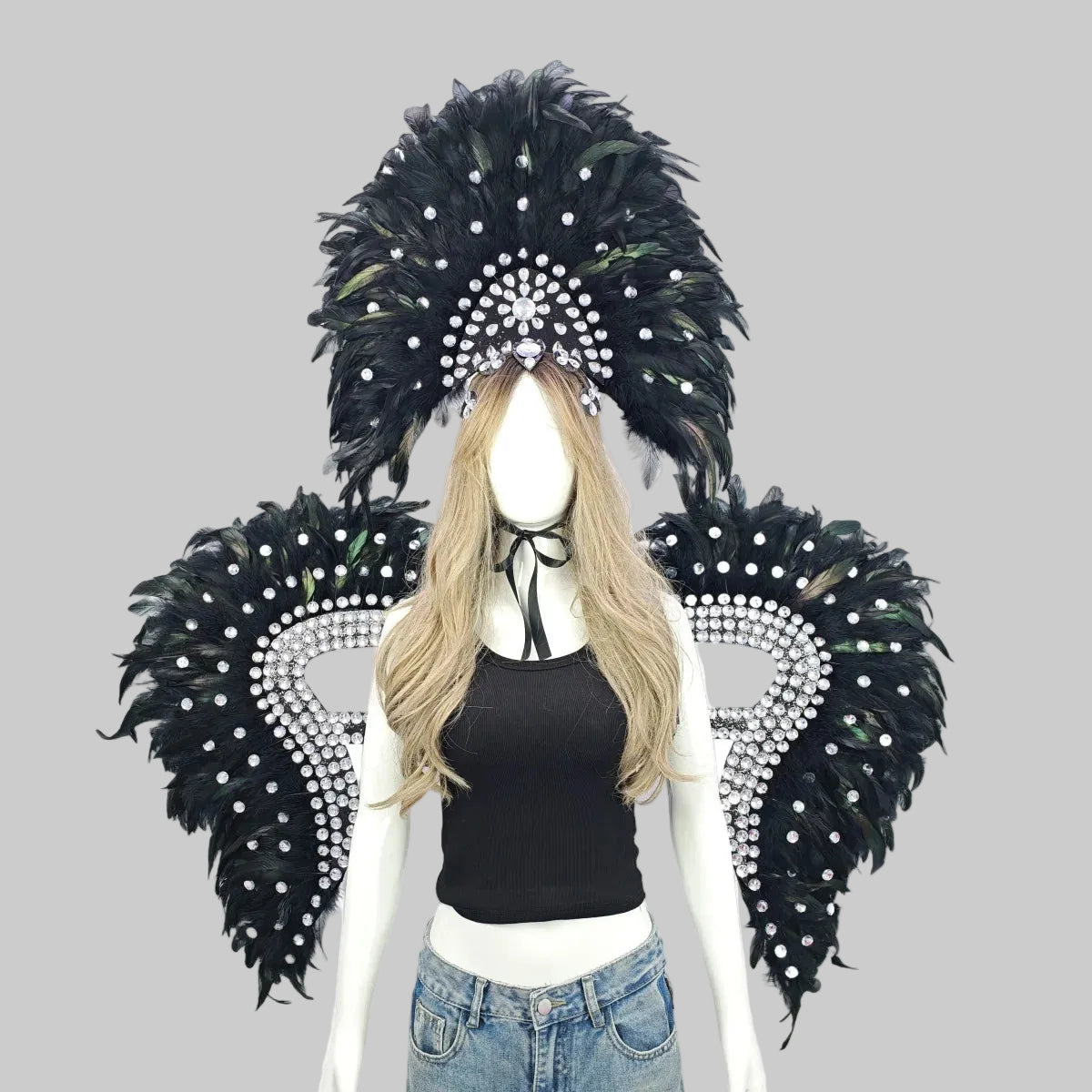 Feather Headdress & Wings Set - Carnival Stage Costume