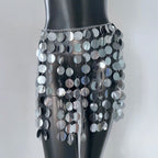 Acrylic Sequin Tassel Mini Skirt - Handmade See-Through Party Skirt
