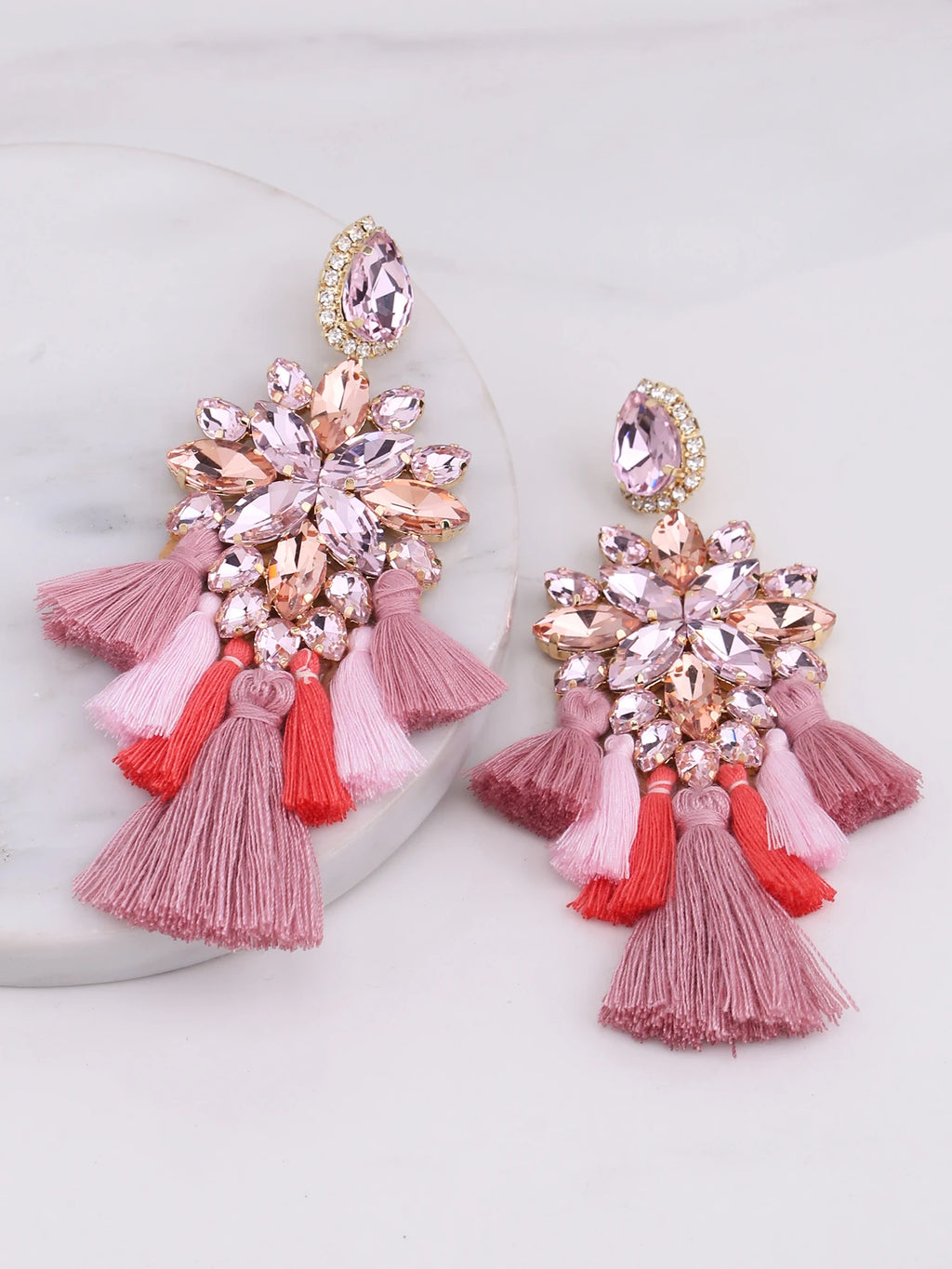 Glass Fringe Drop Earrings | Clip or Pin