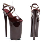 10-Inch Patent Open-Toe Platform Sandals - Extreme High Heel Performance Shoes