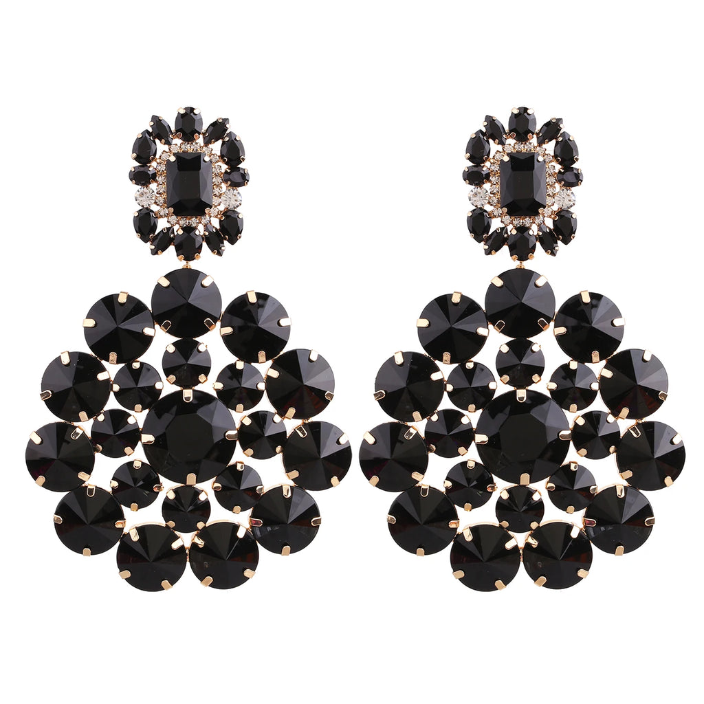 Rhinestone Drop Earrings | Round Sparkle | Clip or Pin