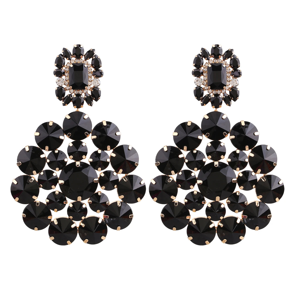 Rhinestone Drop Earrings | Round Sparkle | Clip or Pin