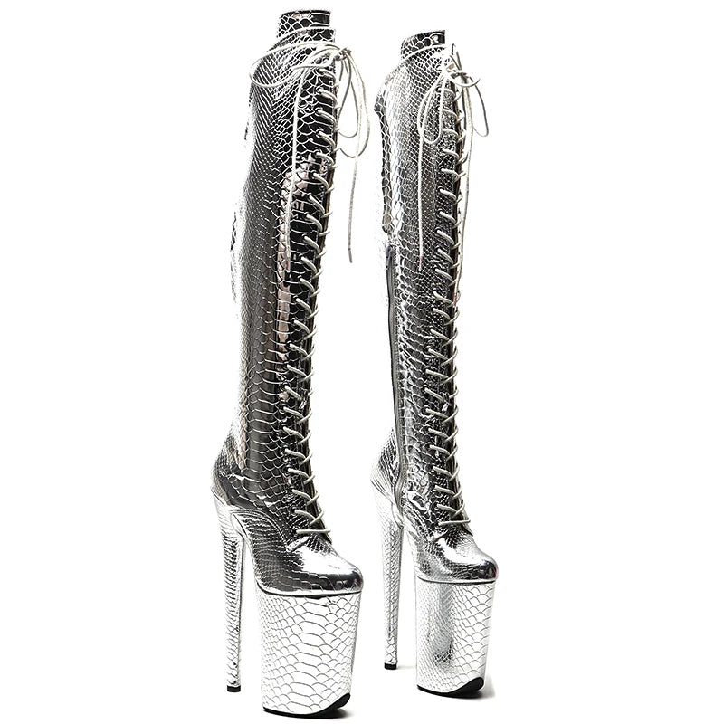 9-Inch Snake Print Thigh-High Boots