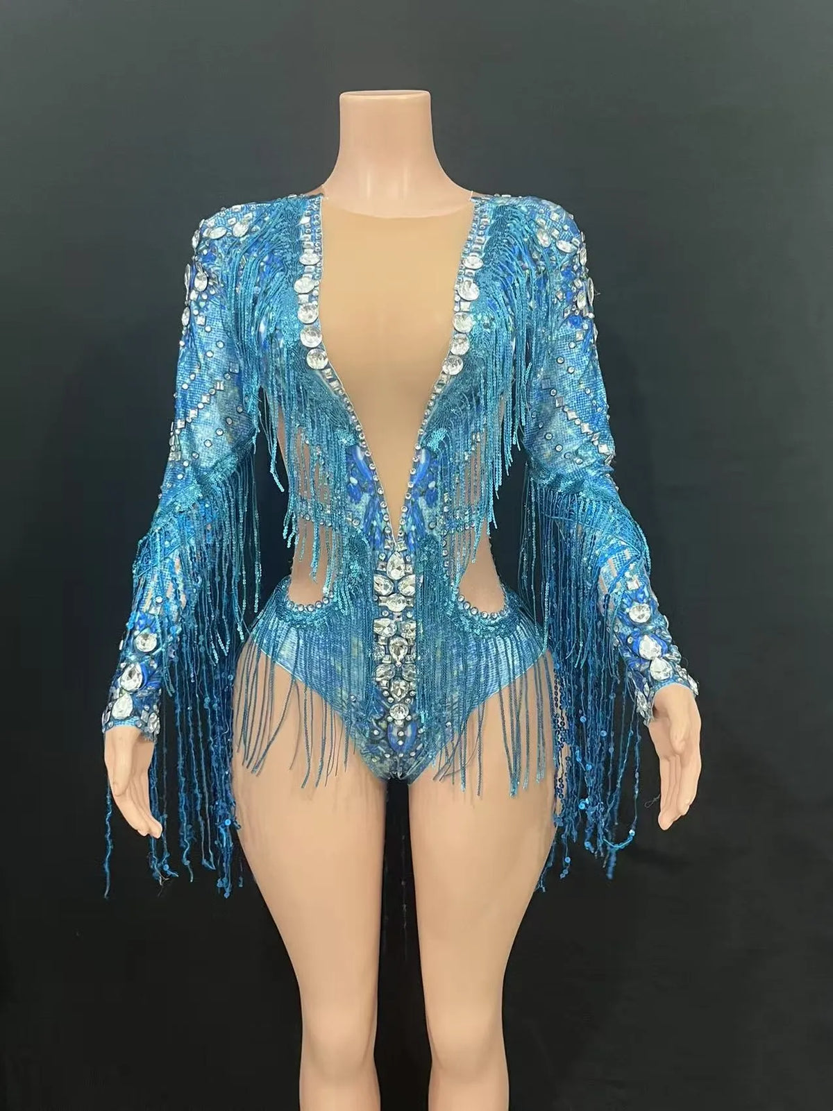 Sparkly Fringe Bodysuit | Long Sleeves