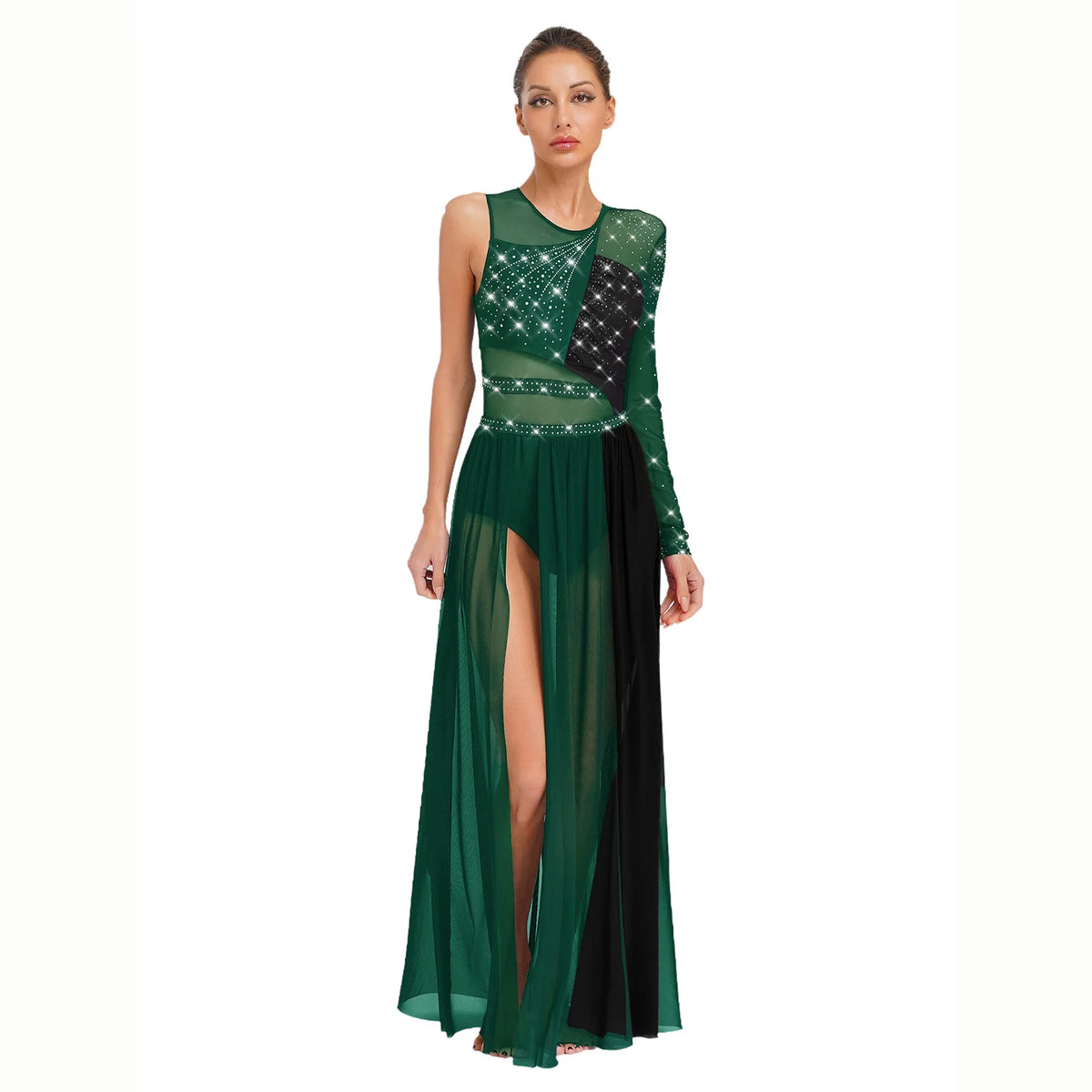 Rhinestone Lyrical Dress | Side Split | Color Block