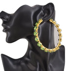 Rhinestone Hoop Earrings | Crystal Glass | Jumbo 8CM