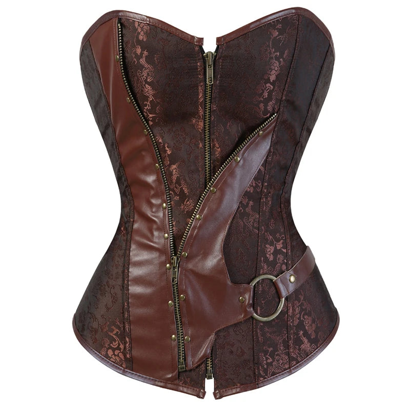Steampunk Overbust Corset | Faux Leather & Buckles | S–6XL