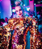 Gold Sequin Puff Sleeve Gown | Stage & Drag