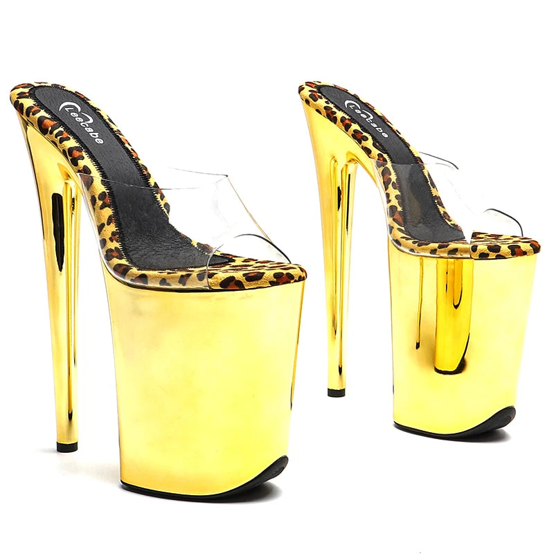 Clear Platform Open-Toe Slipper Heels - 9 Inch Pole Dance Sandals