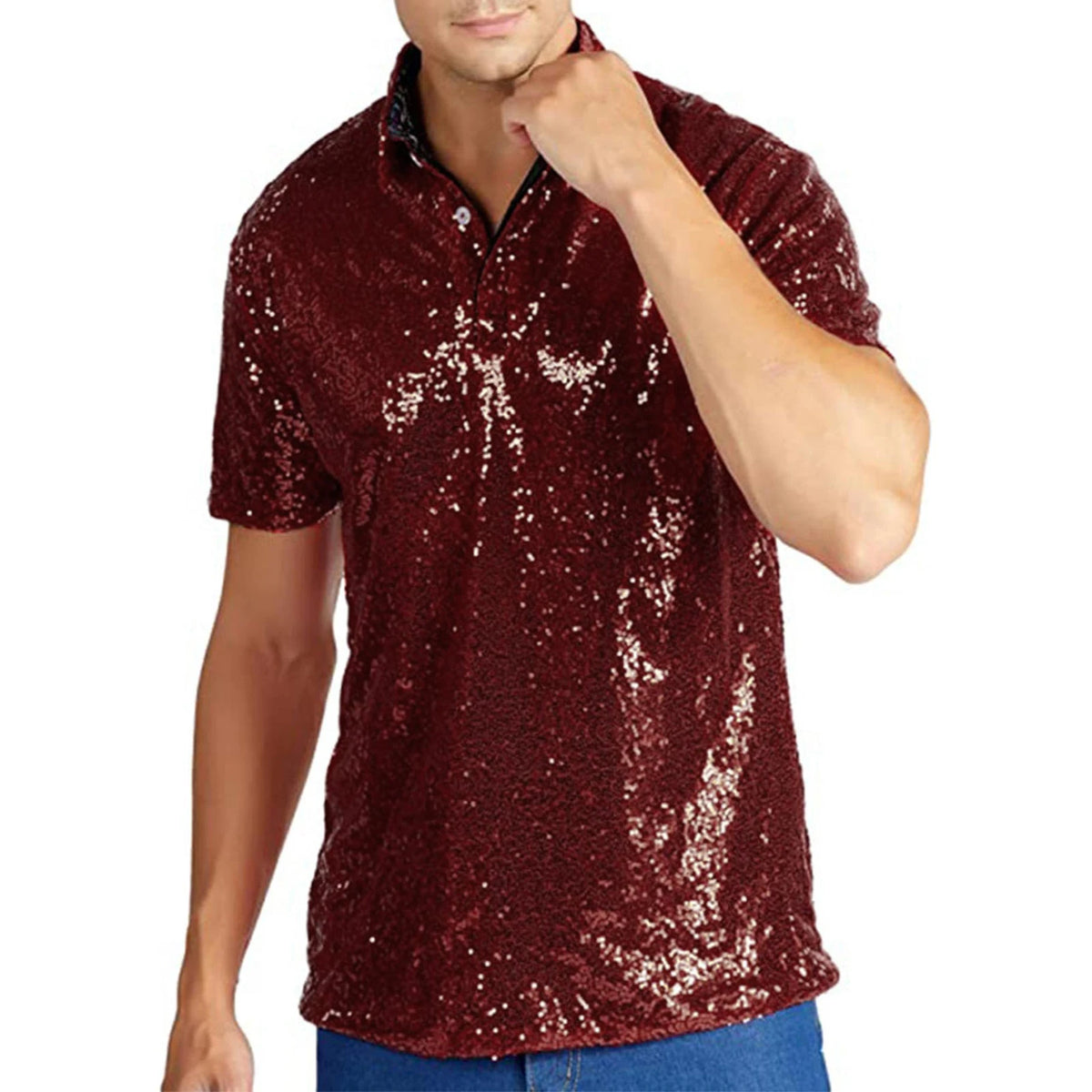 Men's Sequin Polo Shirt | Short Sleeve | Stage