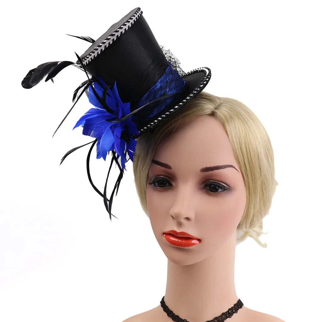 Mini Top Hat | Feather Fascinator | Burlesque & Bridal