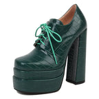 Platform Derby Heels | Croc-Effect | 14.5cm