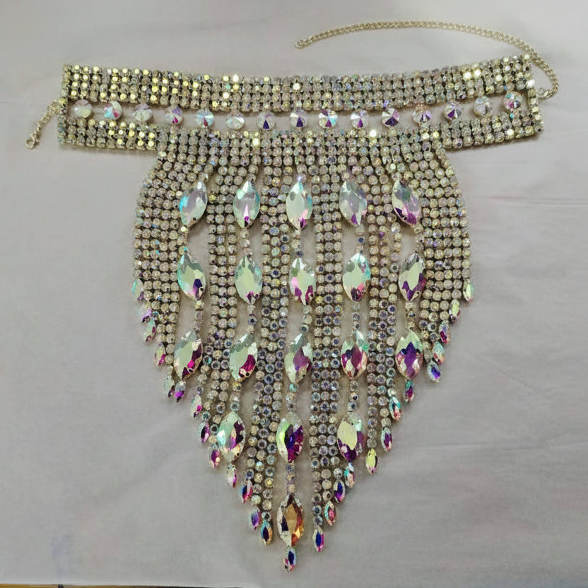 Rhinestone Choker Necklace - Statement Jewelry with Tassel for Stage & Performance