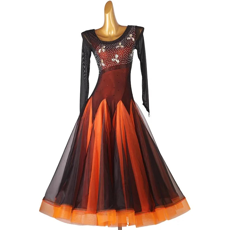 Ombre Ballroom Dance Dress | Waltz Competition Gown | XXS-XXL