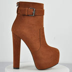 Platform Ankle Bootie | Block Heel | White, Black, Brown, Matte Black