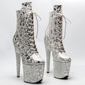 20CM Platform Ankle Boots - Suede Finish High Heel Pole Dance Boots
