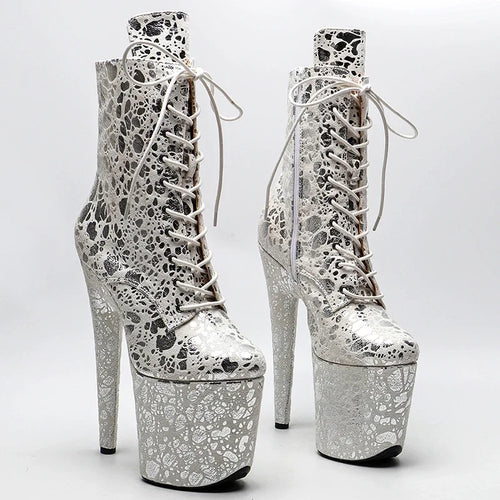 20CM Platform Ankle Boots - Suede Finish High Heel Pole Dance Boots