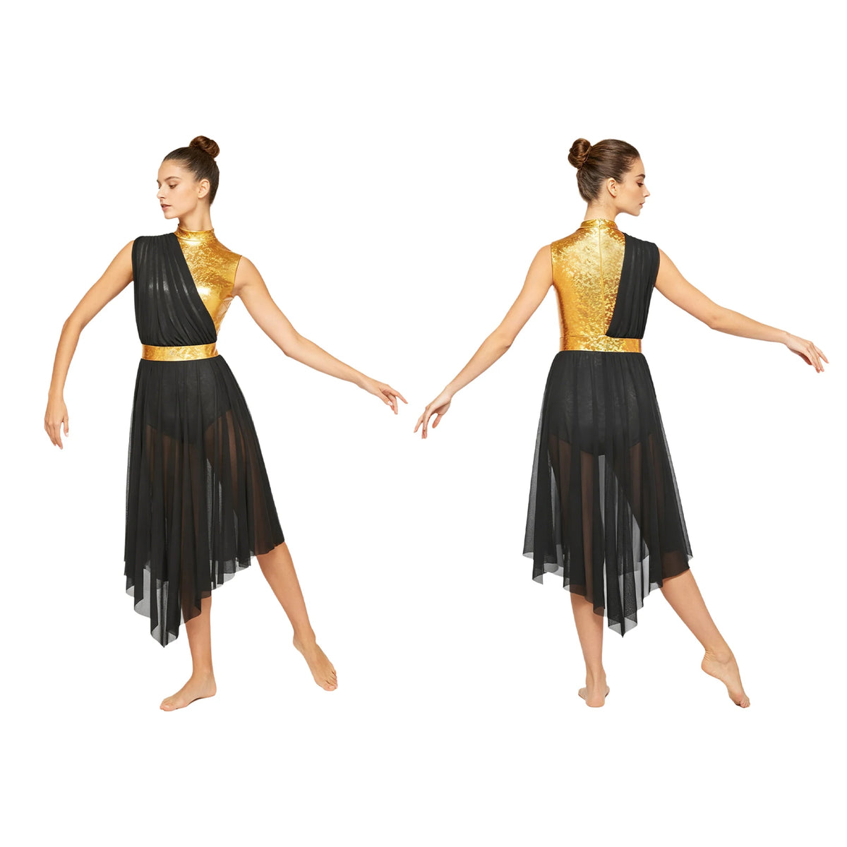Lyrical Dance Dress | Rhinestone Asymmetric Skirt
