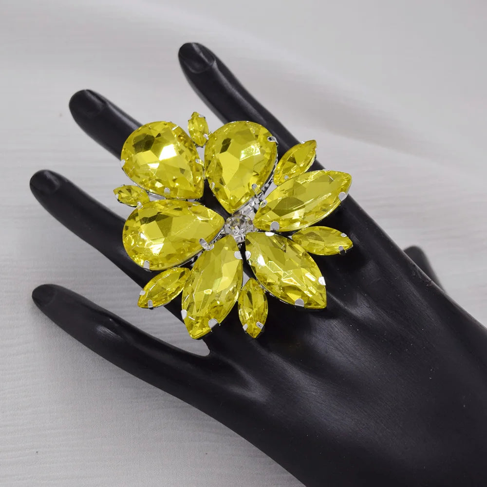 Oversized Rhinestone Cocktail Ring | Adjustable
