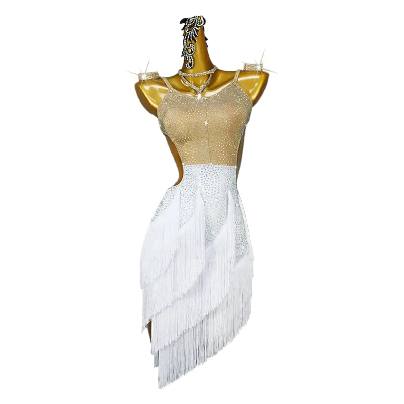Fringe Crystal Latin Dance Dress with Accessories Set — Competition & Samba