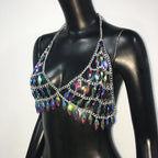 Crystal Acrylic Halter Bra Top - Transparent Backless Bikini Top