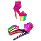 20CM Platform Sandals - Shiny Open Toe High Heel Pole Dance Shoes