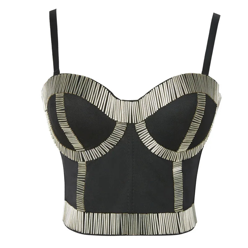 Rhinestone Beaded Bustier Bra Top | Stage & Party