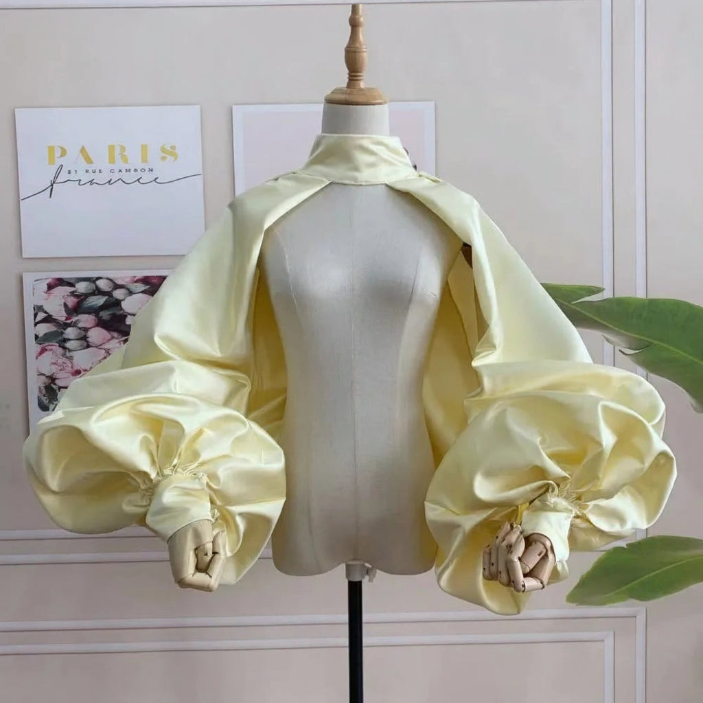 Satin Bolero | Puffy Sleeves & High Neck | Pageant & Stage