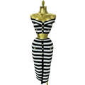 Stripe Button Two-Piece Set | Crop Top & Skirt | Stage