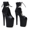 Snake Print Open-Toe Platform Boot – 8 Inch Heel