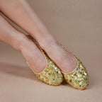 Sequin Belly Dance Slippers | Flat Soft Sole | Gold & Silver