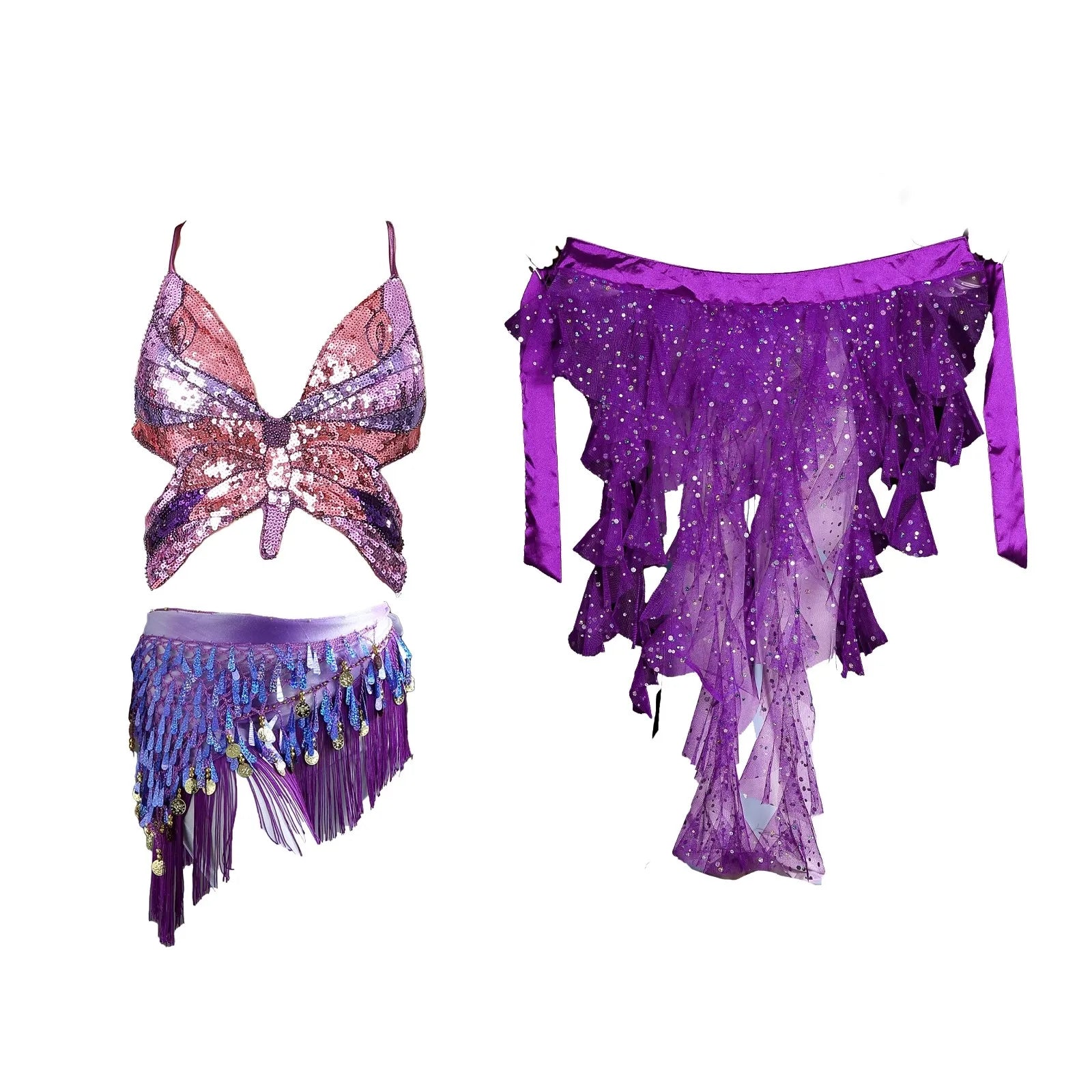 Belly Dance Sequin Halter Bra Top | Padded | Backless | 18 Colors