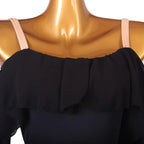 Black Off-Shoulder Ballroom Dress | White Sash | XXS-XXL