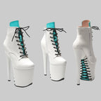 20CM Snake Print Platform Boots - Closed Toe High Heel Pole Dance Shoes