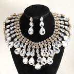 Rhinestone Necklace & Earring Set | Geometric | 3-Piece