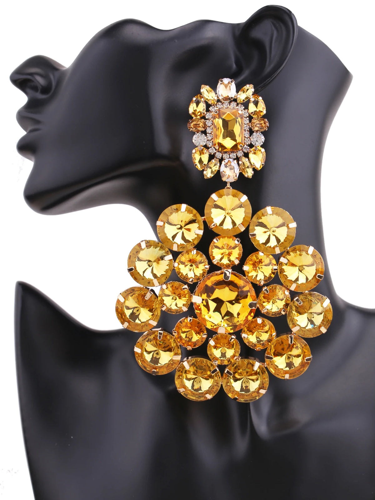 Rhinestone Drop Earrings | Round Sparkle | Clip or Pin