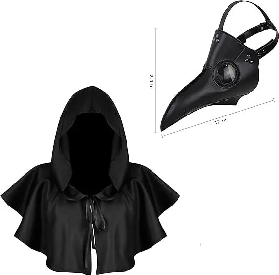 Plague Doctor Mask Set | Beak Mask & Hooded Cloak | 3-in-1