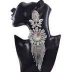 Rhinestone Tassel Drop Earrings | Jumbo 22CM | Statement