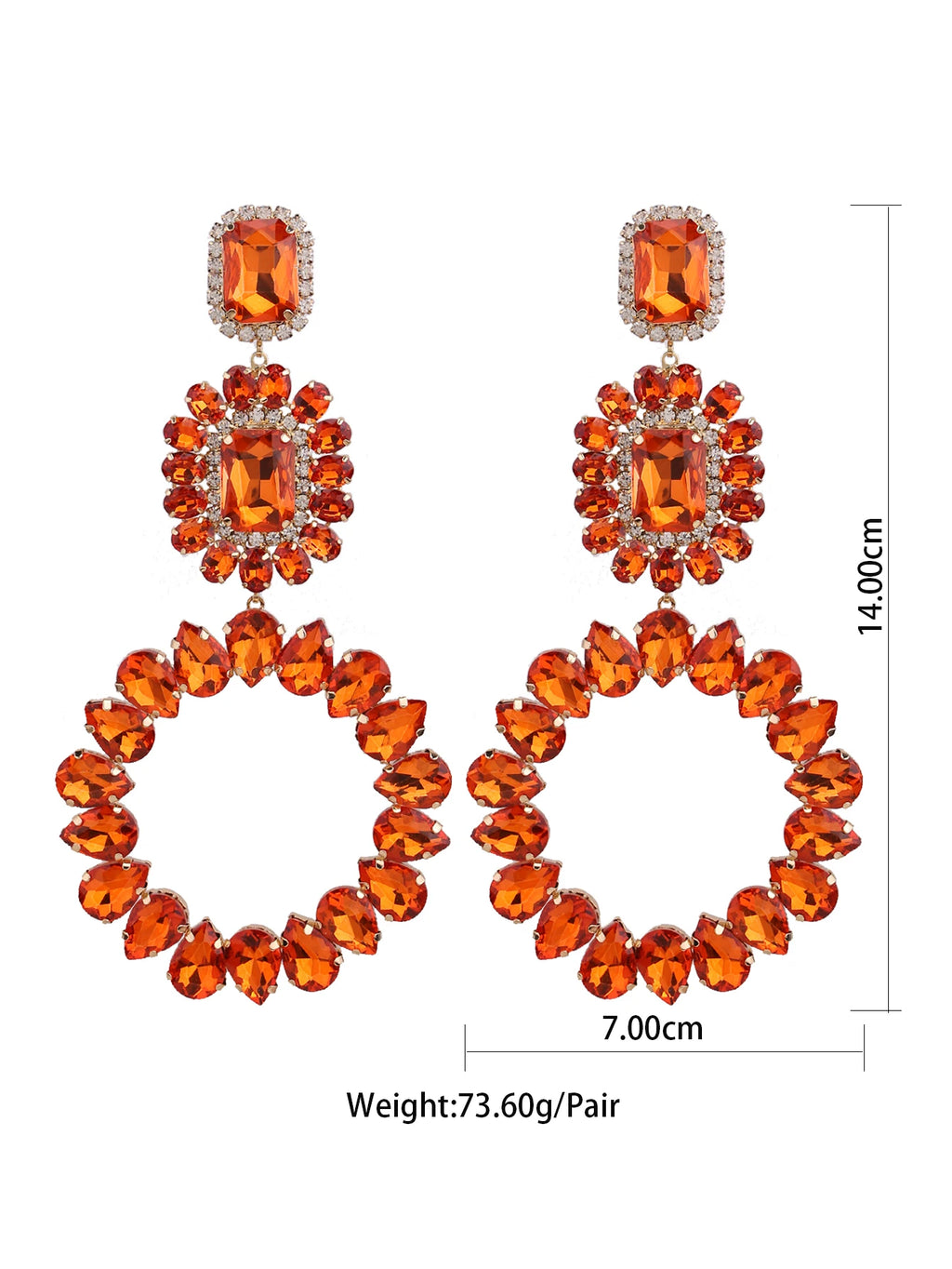 Rhinestone Round Drop Earrings | Clip or Pin