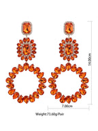 Rhinestone Round Drop Earrings | Clip or Pin
