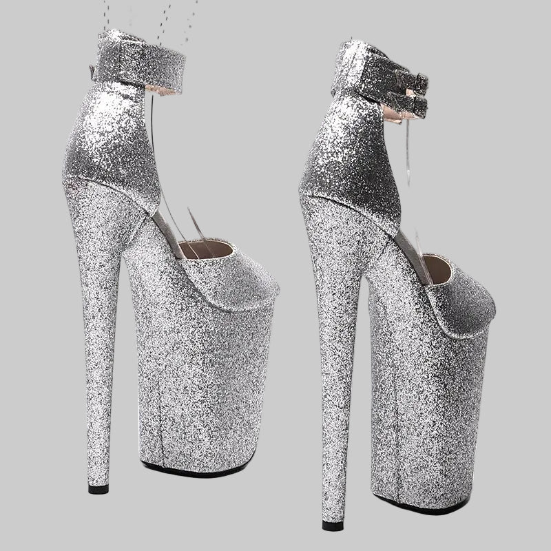 26CM Glitter Platform Sandals - Extreme 10 Inch High Heel Pole Dance Shoes