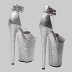 26CM Glitter Platform Sandals - Extreme 10 Inch High Heel Pole Dance Shoes
