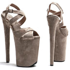 Suede Open-Toe Platform Sandals – High Heel Pole Dance Shoes