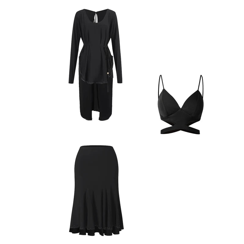 Latin Dance Dress | Rhinestone Costume Set