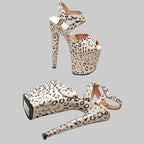 Leopard Glitter 8-Inch Platform Pole Dance Heels