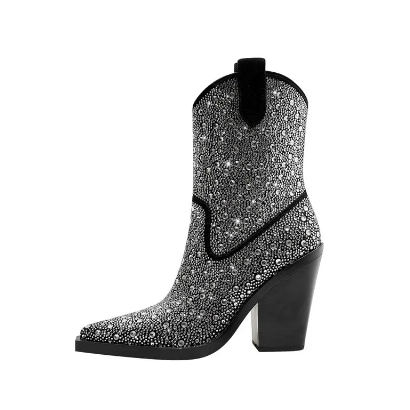Rhinestone Western Mid-Calf Boots | Stage & Drag