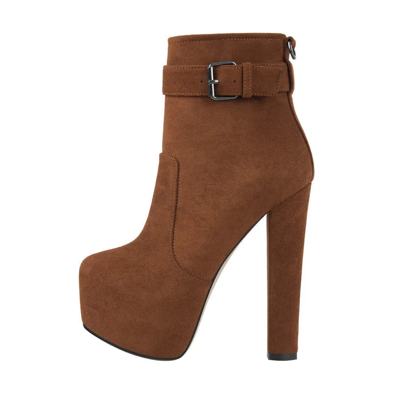 Platform Ankle Bootie | Block Heel | White, Black, Brown, Matte Black