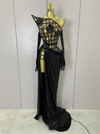 Cage Bodice Mesh Gown Set | Top, Skirt & Gloves | Stage